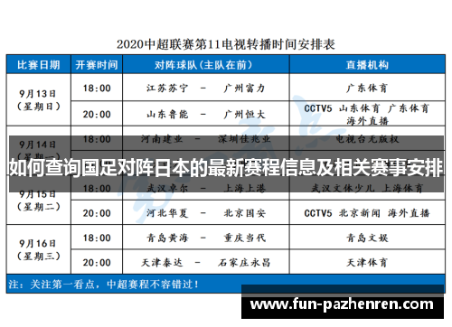 如何查询国足对阵日本的最新赛程信息及相关赛事安排